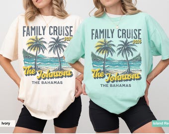 Camisetas personalizadas para cruceros familiares, camisetas a juego para viajes familiares 2026, camisetas para adultos y niños para cruceros familiares, camisetas personalizadas para viajes familiares a Cancún y Hawái.