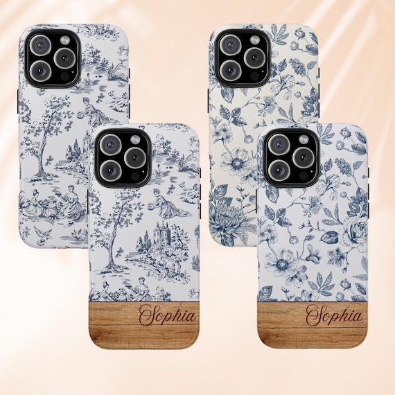Chinoiserie Phone Case Preppy Blue iPhone Case, Personalized Floral I Phone Case Trendy Phone Case iPhone 16 15 14 pro, Mother’s day Gift
