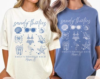 30th birthday Summer Comfort Colors Shirt, Beach Thirty Bday Party Tee, Thirties  Beach Birthday Tee 30s Birthday girl trip coastal birthday