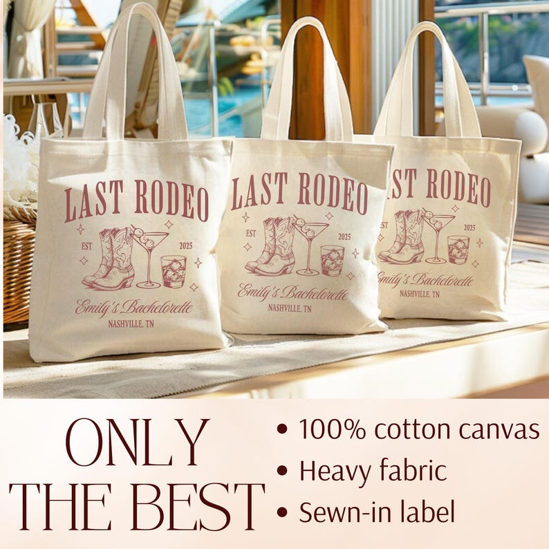 Custom Last Rodeo Bachelorette Tote Bag, Bridesmaid Tote, Club ...