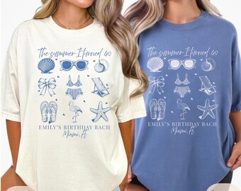 40th birthday Summer Comfort Colors Shirt, Beach Forty Bday Party Tee, Forties  Beach Birthday Tee, 40th Birthday girl trip, Coastal Cowgirl