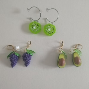Obst Ohrringe, FruitEarrings, Cottagecore Fairycore Fruit Earrings, Spring Avocado Grapefruit Trauben Kiwi Sommer Urlaubsohrringe Schmuck