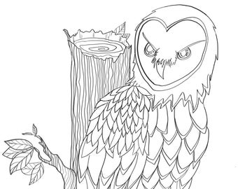 Majestic Owl Coloring Page | Instant Download Printable PDF and PNG File