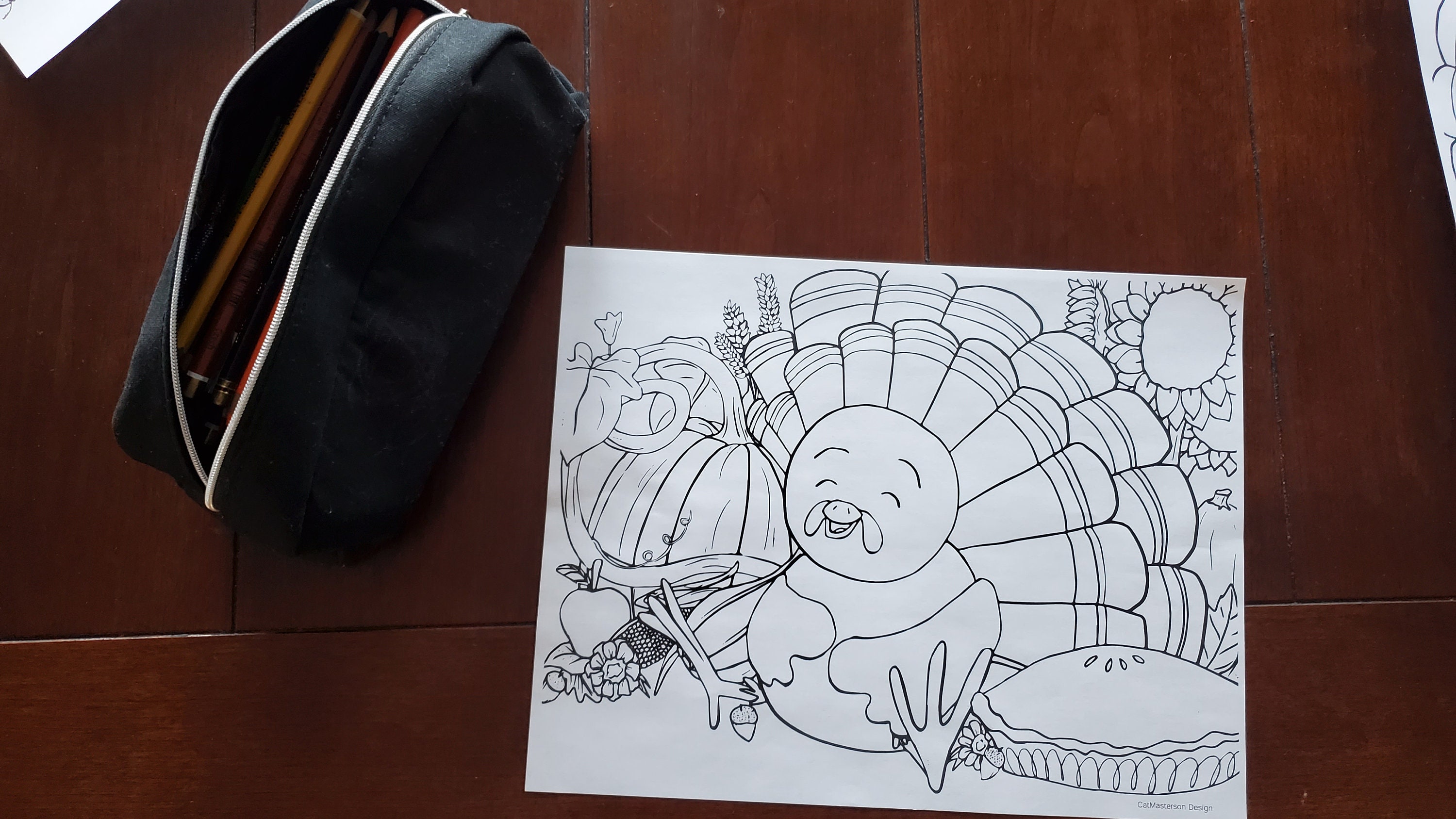 Cartoon Turkey Coloring Page Perfect for Thanksgiving Fun Etsy