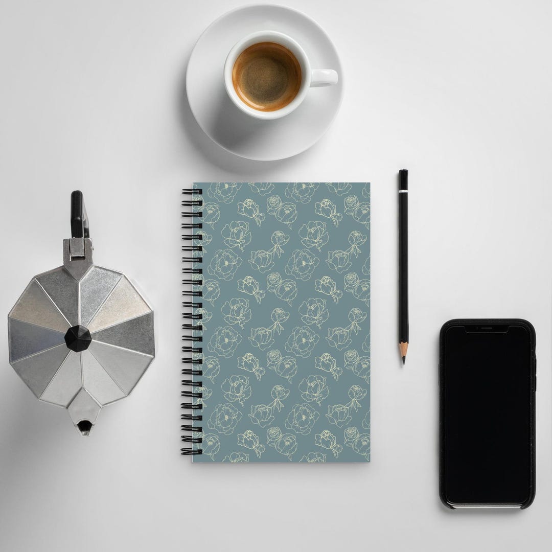 Peony Spiral Notebook – French Blue & Gold Floral Journal - Etsy