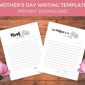 Mother's Day Letter Template, Mother's Day Minimalistic Template, Instant Download, Mother's Day Gift, Letter for My Mom, Handwritten Letter