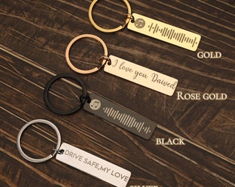 Personalized Scannable Music Keychain, Custom Song Code, Stainless Steel