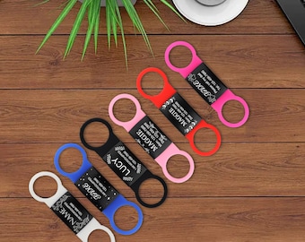 Personalized Silent Pet ID Tag, Slide-On Collar, Engraved Steel