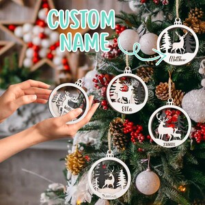 Personalized 3D Wooden Christmas Ornament: Layered Birch Wood, Custom Name