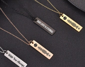 Custom Scannable Music Code Necklace, Personalized Song Pendant