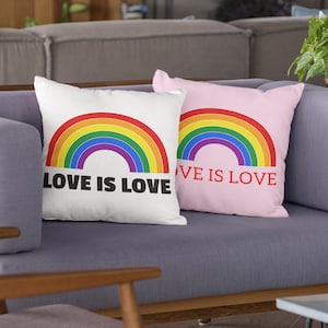 Love is Love Pillowcase, Rainbow Throw Pillow Cover, LGBTQ Pillow Case, Lesbian Gay Pride Cushion Case for Sofa, Best Gifts for LGBTQ