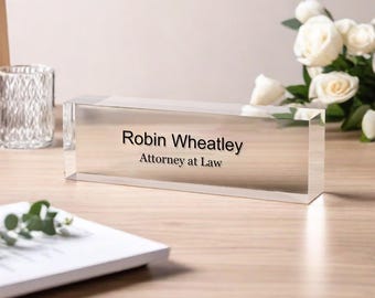 Personalized Acrylic Desk Name Plate, Office Decor, Promotion Gift