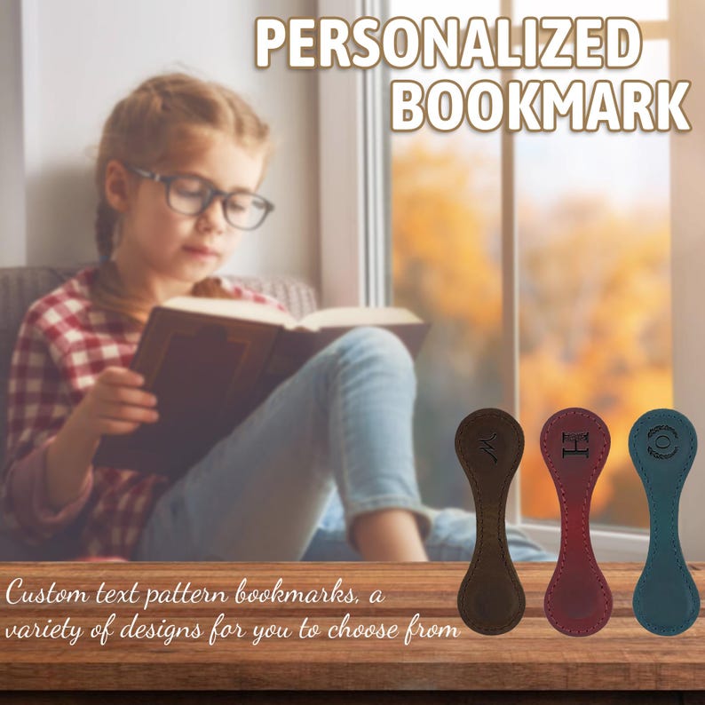 Personalized Leather Bookmark, Custom Leather Bookmark