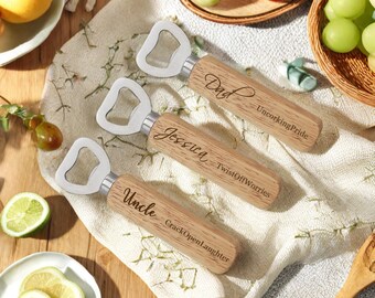 Personalized Wooden Bottle Opener, Custom Laser Engraved Gift