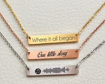 Custom Scannable Music Code Necklace, Personalized Song Bar Pendant