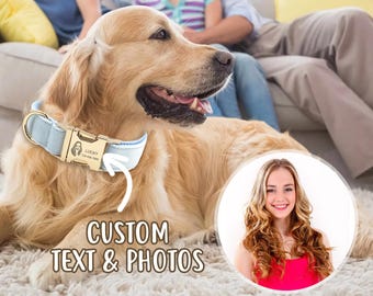 Collare per cani in velluto con foto personalizzata: targhetta identificativa personalizzata per animali domestici