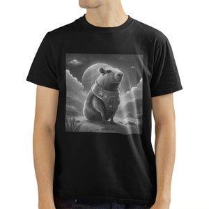 Camisa divertida con estampado de capibara para hombres y mujeres, carpincho de dibujos animados con camiseta OVNI, camiseta de animales, camisa extraña de capibara, regalo para los amantes de capibara