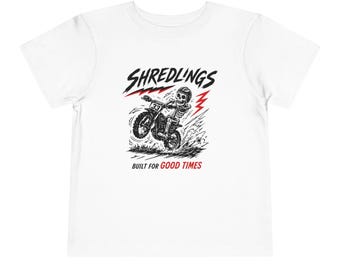 Shredlings skeleton on dirt bike Toddler Tee | built for good times