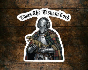 Twas The Tism Sticker: Funny Neurodivergent Dinosaur (Multiple Sizes)
