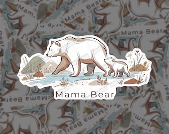 Mama Bear and Cub Sticker, Woodland Wildlife Decal