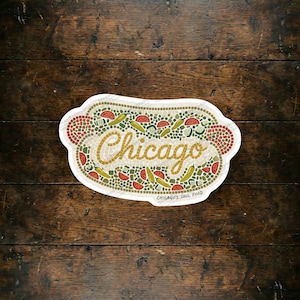 Vinylsticker Chicago hotdog - Mosaic Art Foodie-sticker