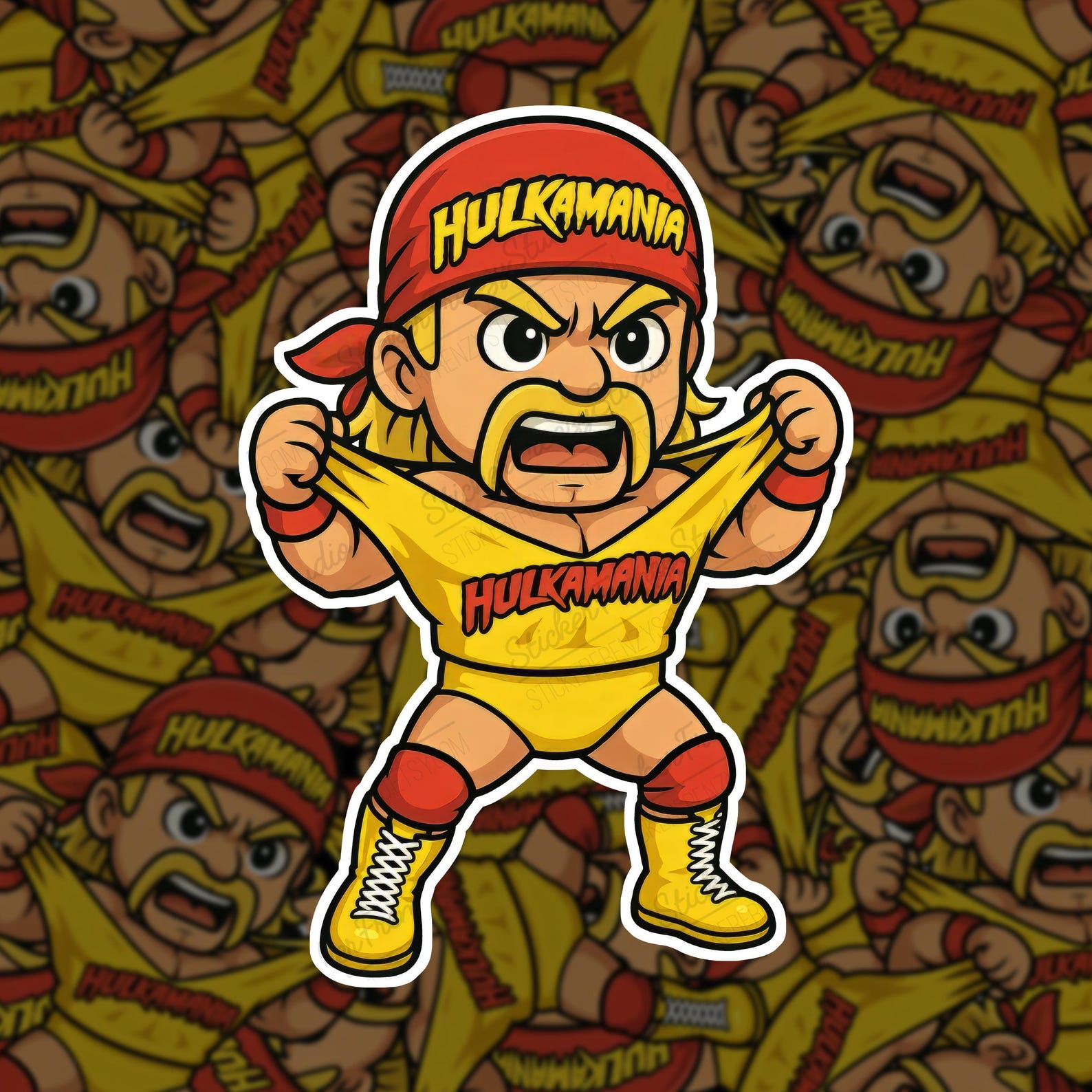 Hulk Hogan Sticker: Cartoon Wrestler Vinyl Decal - Etsy