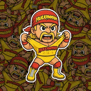 Pegatina de Hulk Hogan: vinilo de luchador de dibujos animados