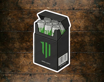 Energy Drink Cigarette Pack Decal: Mechanic and Gamer Humor (Vinyl)