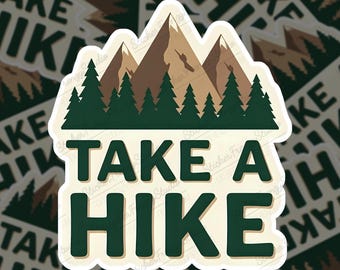 Take A Hike Mountain Sticker: Glossy Nature Adventure Decal
