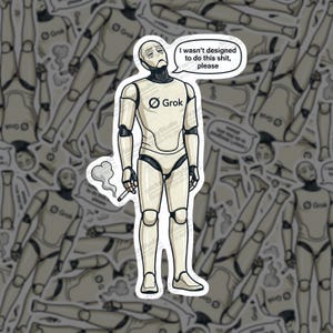 Sticker robot Grok AI : humour sarcastique de programmeur (autocollant pour ordinateur portable)