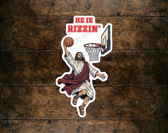 Jesus Dunking Sticker - Funny Christian Meme with Gen Z Humor