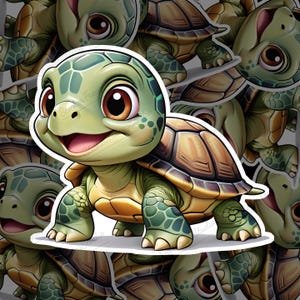 Pegatina de tortuga de dibujos animados: divertida y vibrante calcomanía de tortuga para computadoras portátiles, botellas de agua y más / Pegatina de vinilo de alta calidad