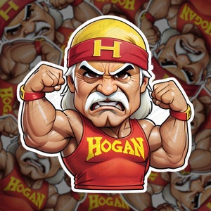 Retro Hulk Hogan Sticker - 80s Wrestling Decal - Hulkamania Fan Art