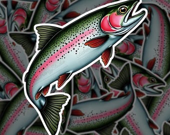 Rainbow Trout Sticker: Glossy Fishing Decal, Nature Laptop Journal Accessory