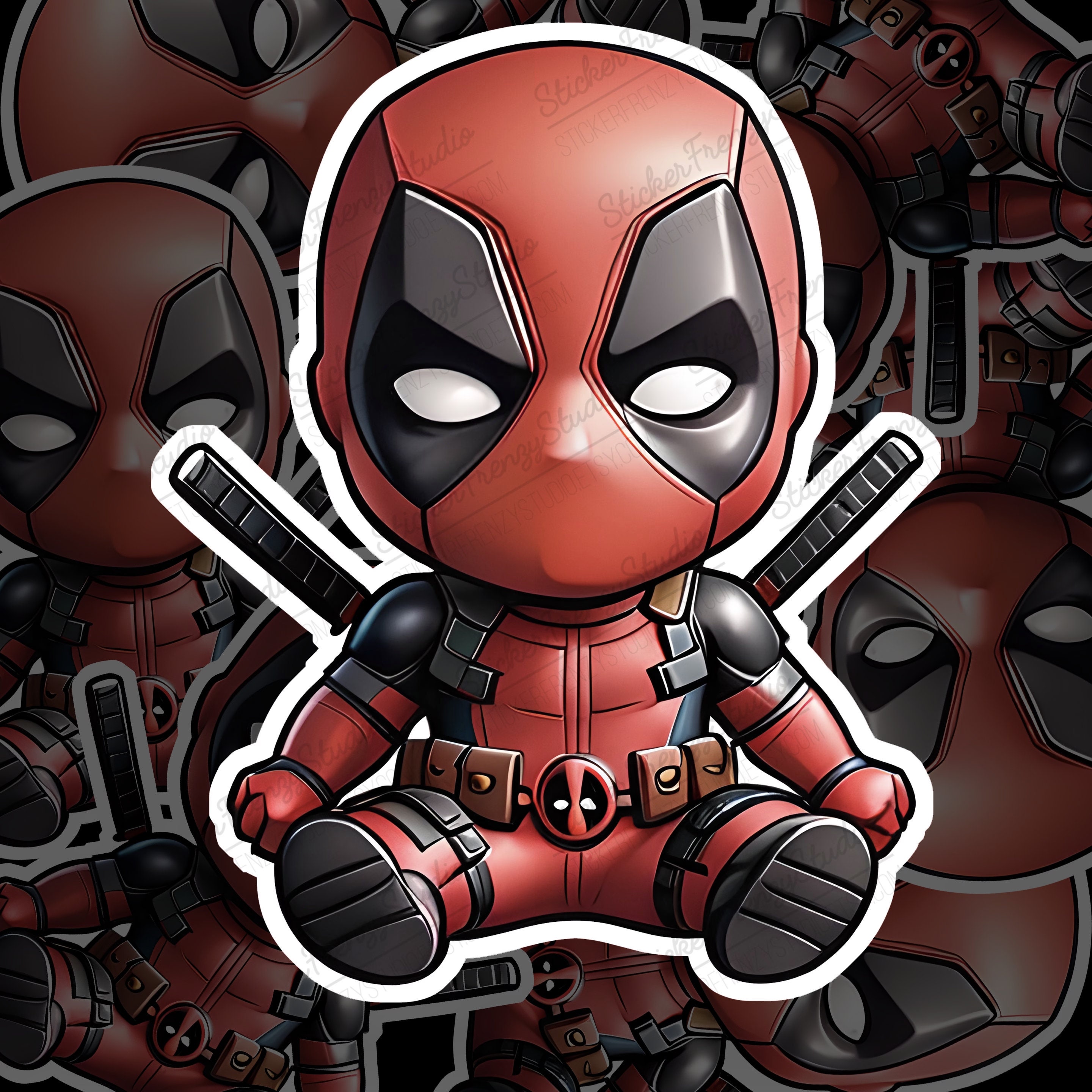 Merc With a Mouth: Deadpool Chibi Sticker - Etsy, image size:2880x2880