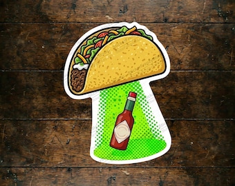 Taco Alien Sticker: Sci-Fi Mexican Food Humor (Laptop & Planner Decal)