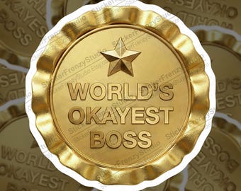 World's Okayest Boss Sticker, Sarcastic Office Humor Decal