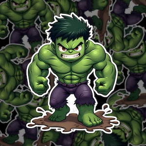 Hero Green Monster Sticker - Comic Book Inspired Vinyl Decal for Laptops, Water Bottles & Journals