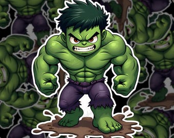 Hero Green Monster Sticker - Comic Book Inspired Vinyl Decal for Laptops, Water Bottles & Journals