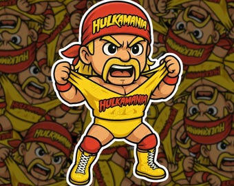 Hulk Hogan Sticker: Cartoon Wrestler Vinyl Decal