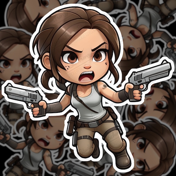 Tomb Raider Lara Croft Chibi Sticker