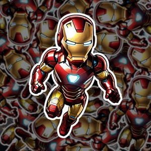 Chibi Iron Man Sticker - Glossy Laminated Superhero Decal image 1