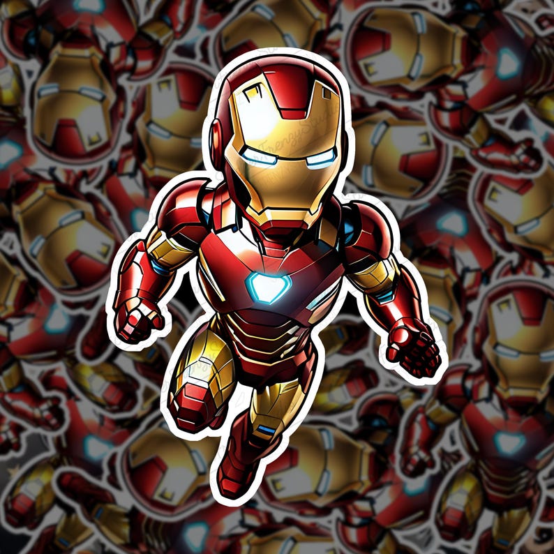 Chibi Iron Man Sticker - Glossy Laminated Superhero Decal image 1