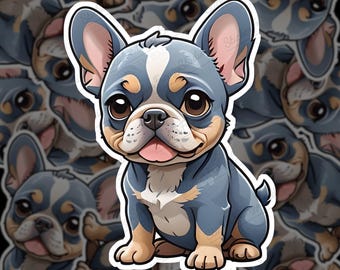 Blau Frenchie Bliss: Französischer Bulldogge Sticker