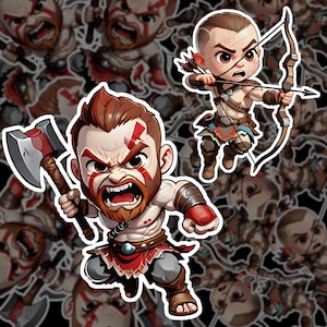 God of War Sticker Set: Kratos 4&quot; and Atreus 3&quot;