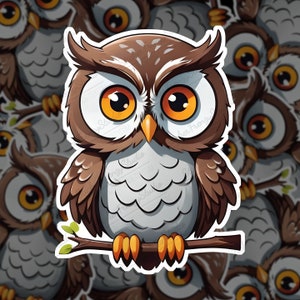 Cute Owl Sticker, Forest Animal Decal, Woodland Bird Vinyl, Nature Lover Gift, Wise Owl Art, Brown Owl Sticker for Laptop or Journal
