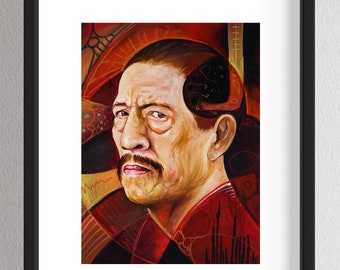 Contemporary Portrait Fine Art Machete Abstract Danny Trejo Portrait Vatos Locos Print Poster Giclee by Artist J.D. Estrada aka John Zender