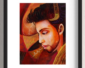 Contemporary Portrait Fine Art Prince Purple Rain Abstract Portrait Modern Art Print Giclee by Artist J.D. Estrada aka John Zender