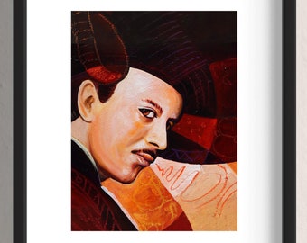 Contemporary Portrait Fine Art Pedro Infante Abstract Portrait Modern Art Mexican Music Print Giclee by Artist J.D. Estrada aka John Zender