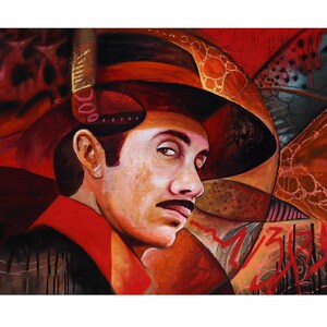 Chicano Mexican Art Print Abstract Portrait Pachuco Home Office Decor Zoot Suit Culture Poster East LA Vatos Locos image 2